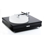 Belt-drive table with airbearing linear tonearm